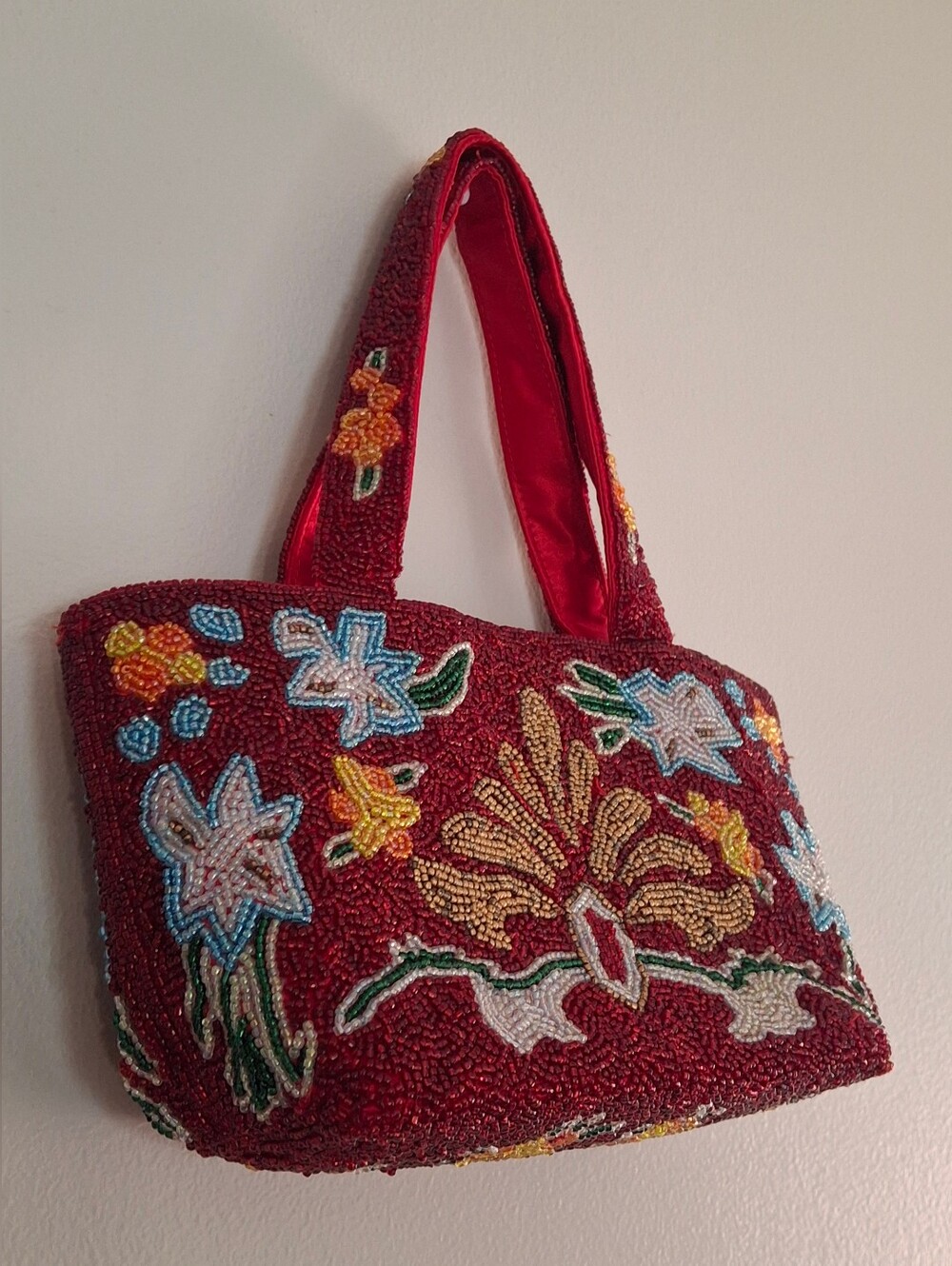 Vintage Y2k Swee Lo Beaded Evening Bag Jewel Tones Red - Picture 4 of 5